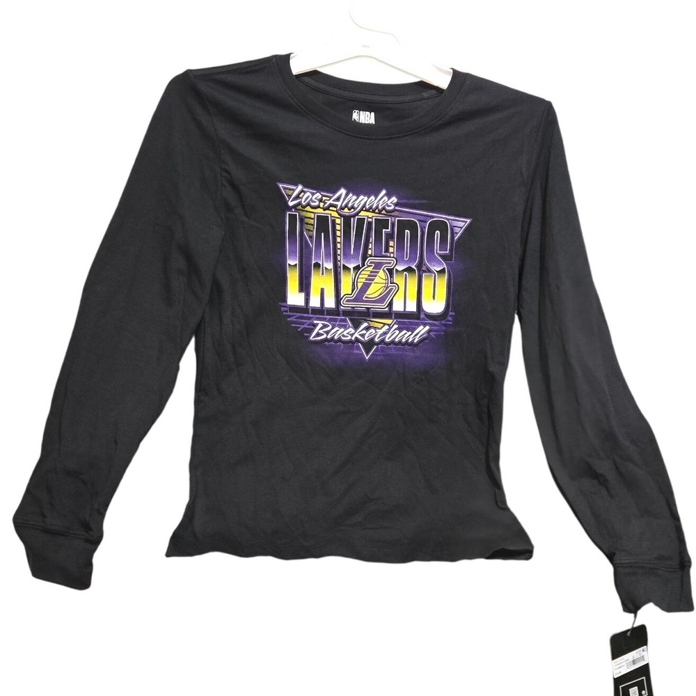 NBA Los Angeles Lakers Boys Long Sleeve Graphic T-Shirt Black‎ Size L 12/14 NWT